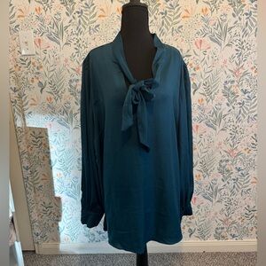 City Chic Teal Tie-Front Top